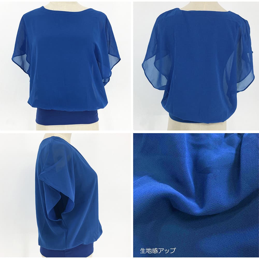 50代ファッション 上品シフォンブラウス半袖体型カバー夏トップス