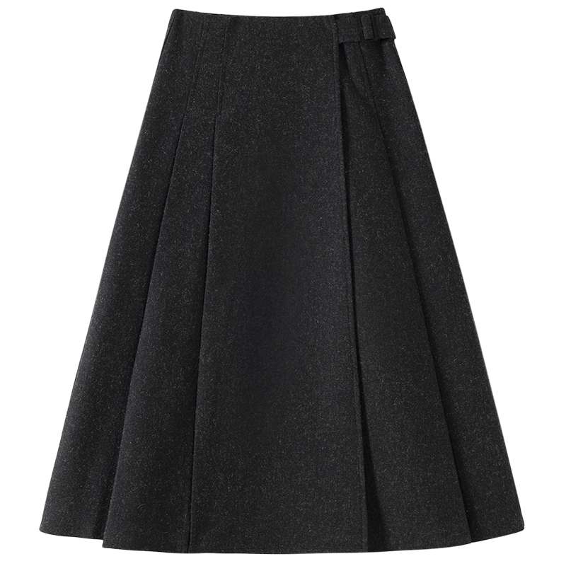 50代ファッション ウール混プリーツロングスカート