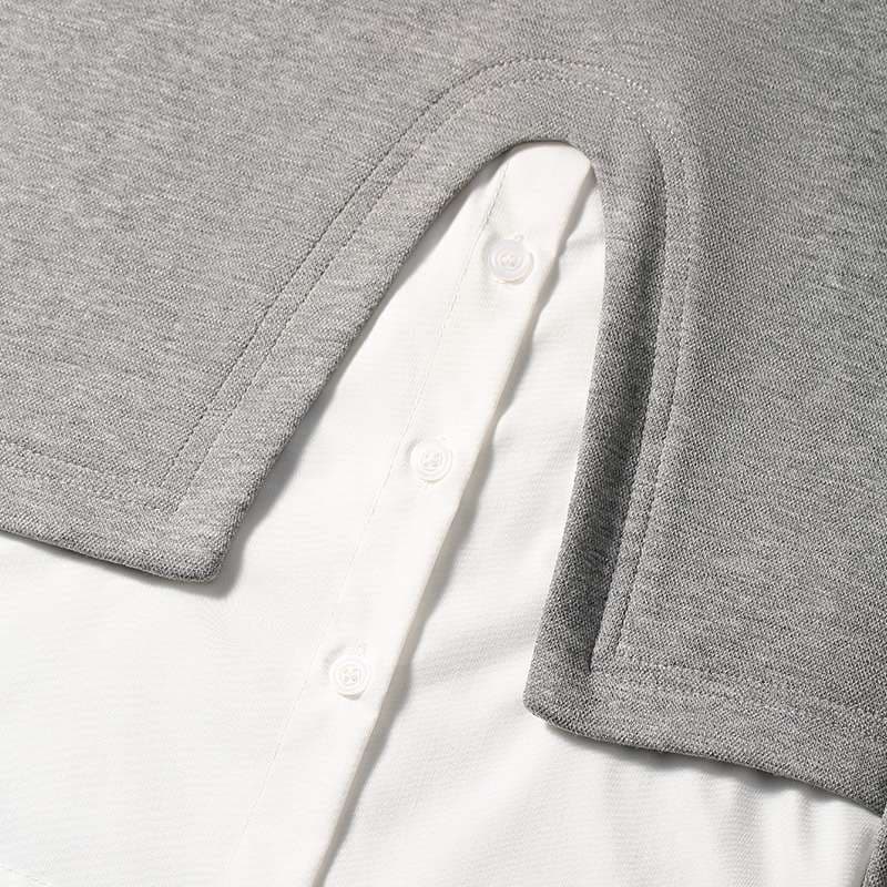 50代ファッション レイヤード風ニットプルオーバー