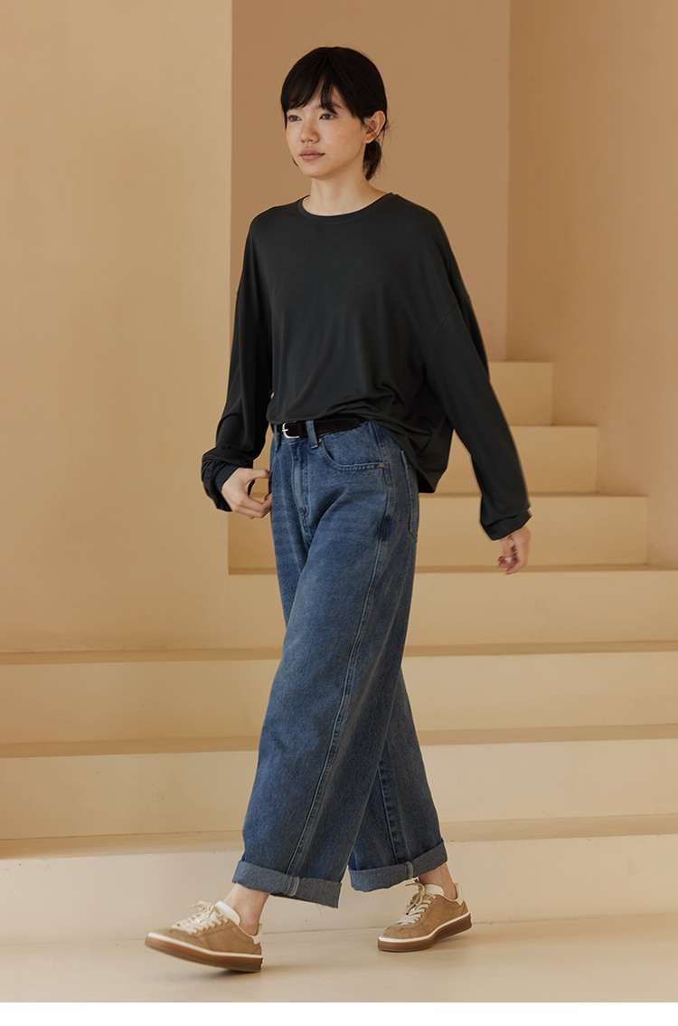 50代ファッション 大人のゆったりデニムパンツ