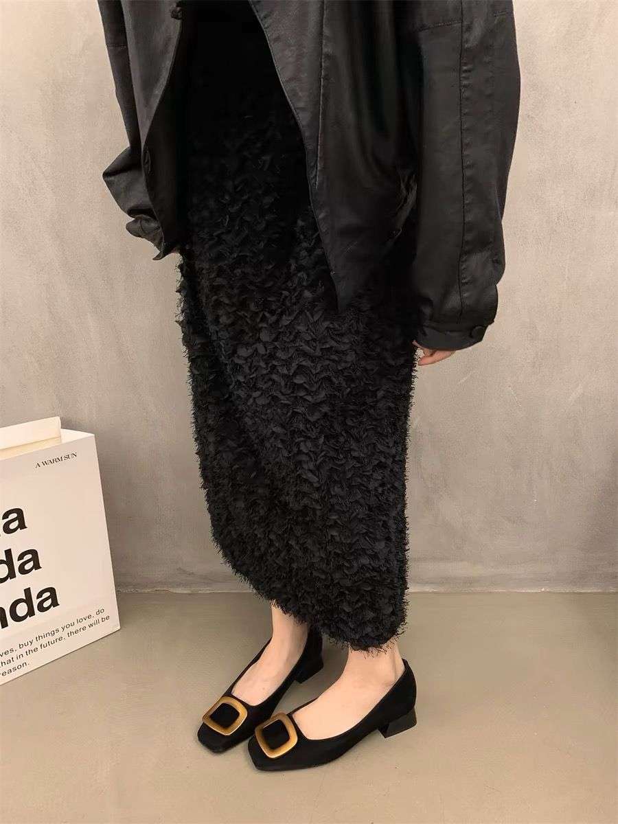 50代ファッション クラシックバックルフラットシューズ