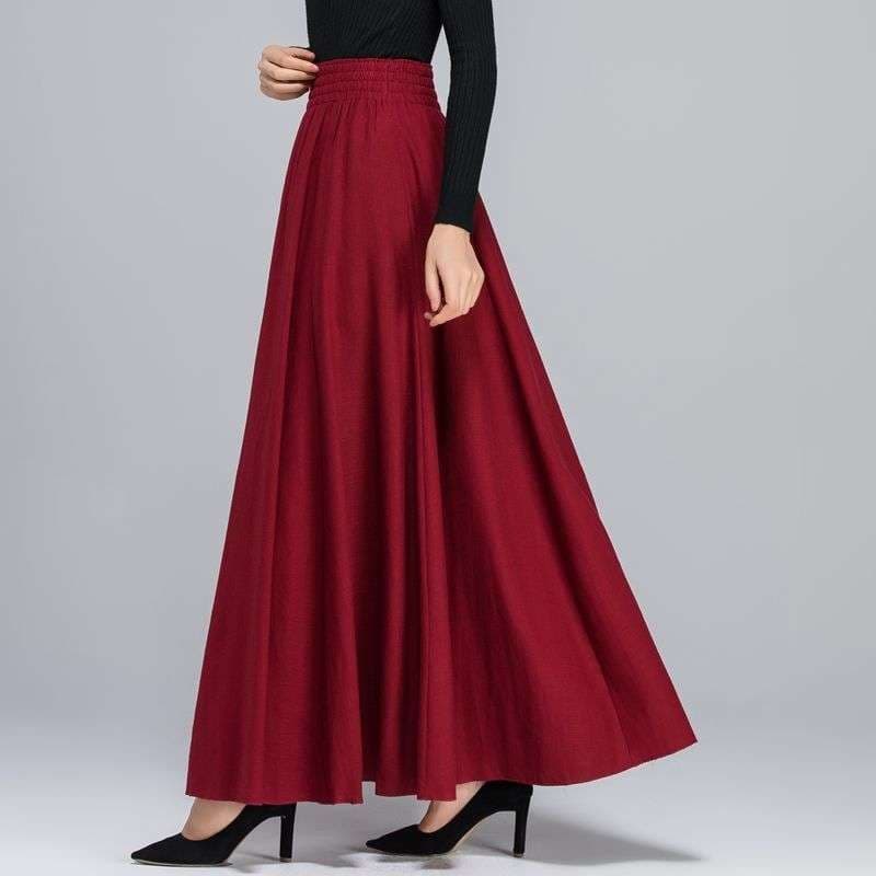 50代ファッション 大人の上品ロングフレアスカート