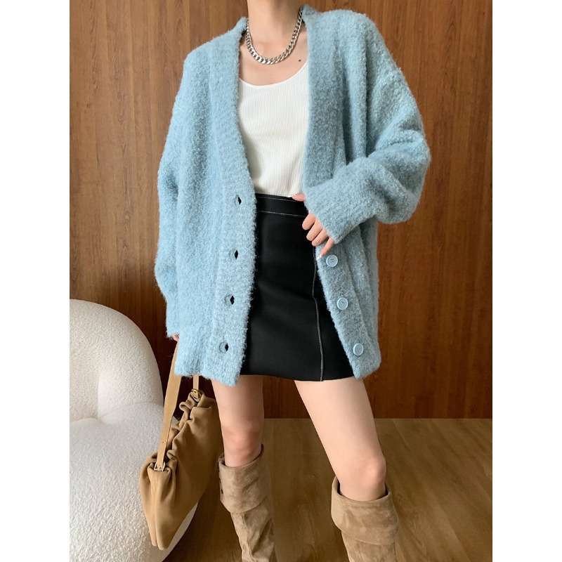 50代ファッション ふわもこゆったりカーディガン