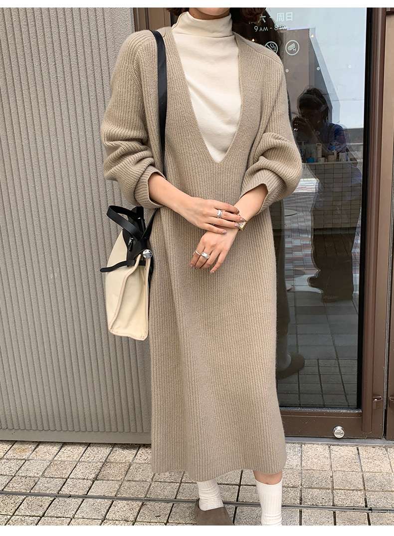 50代ファッション 上品ニットワンピース