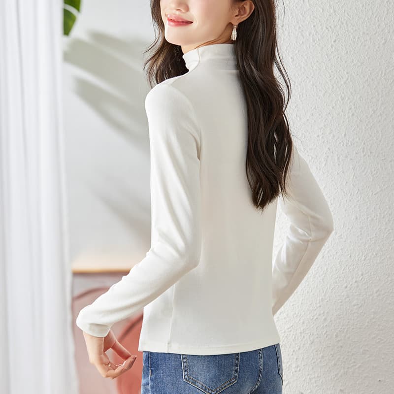 50代ファッション カットソー シンプル美人の洗練タートルネックトップス