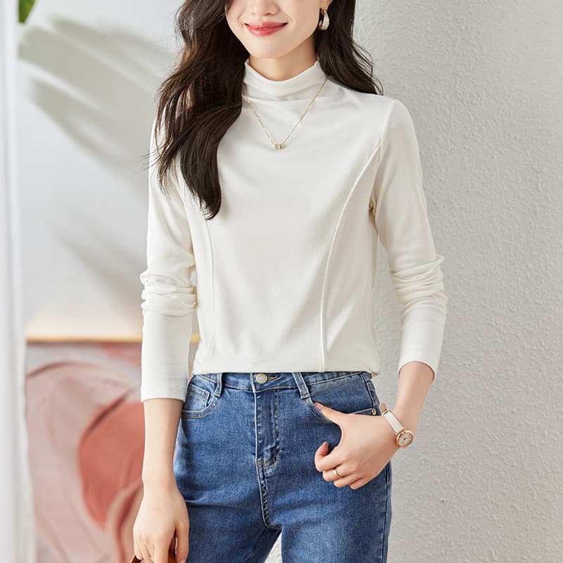 50代ファッション カットソー シンプル美人の洗練タートルネックトップス