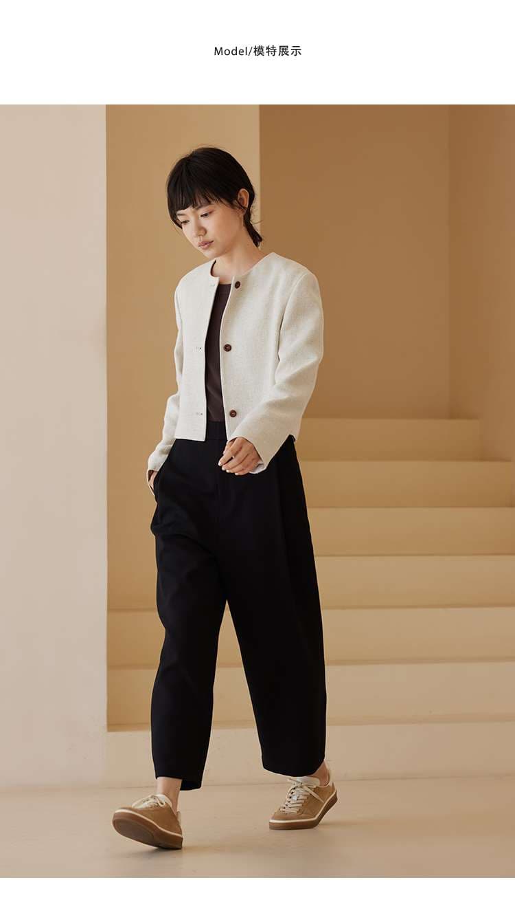 50代ファッション ゆったりワイドクロップドパンツ