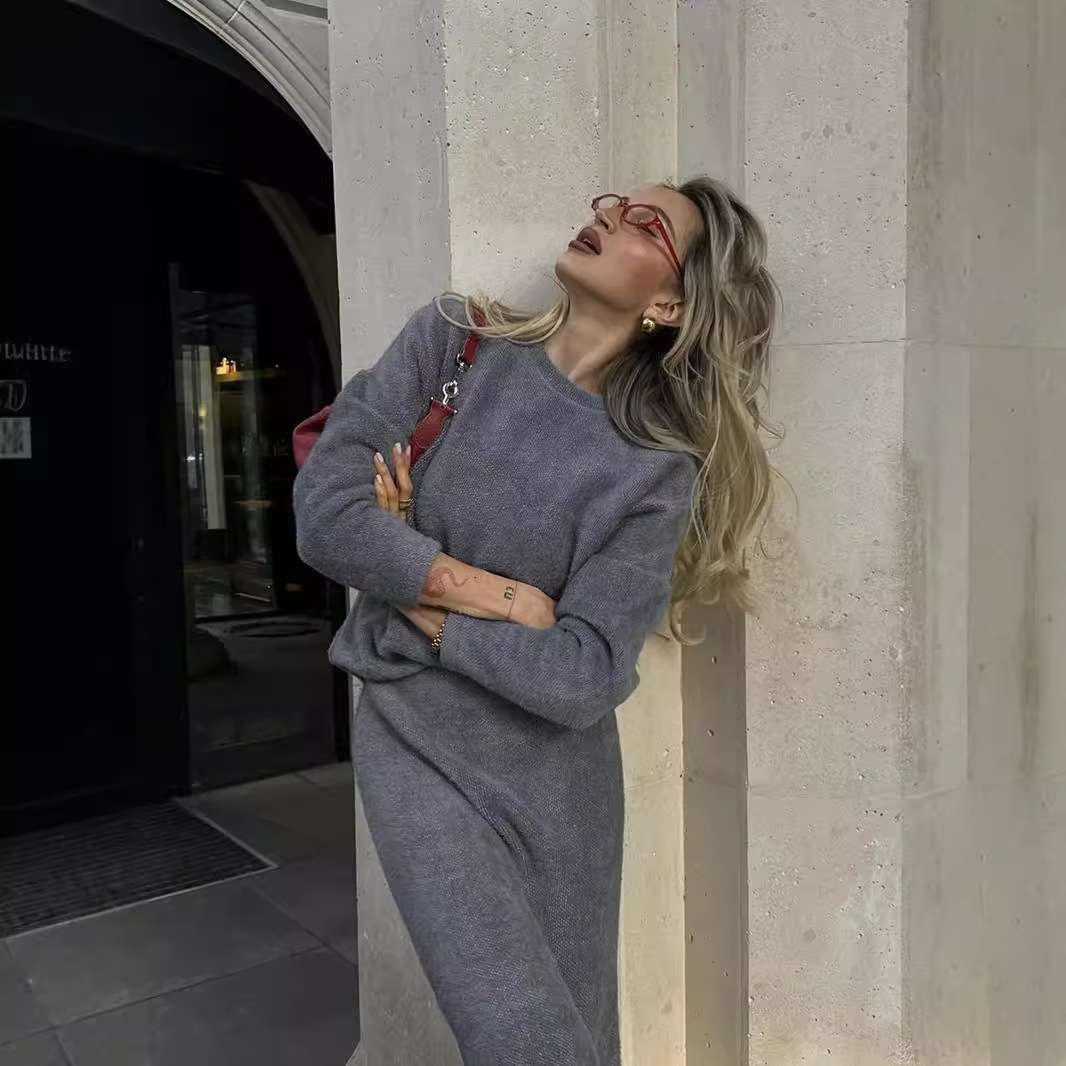 50代ファッション 秋冬レディース ニットセットアップ