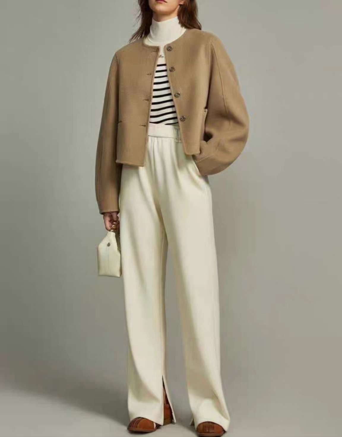 50代ファッション ゆったりボックスシルエットジャケット