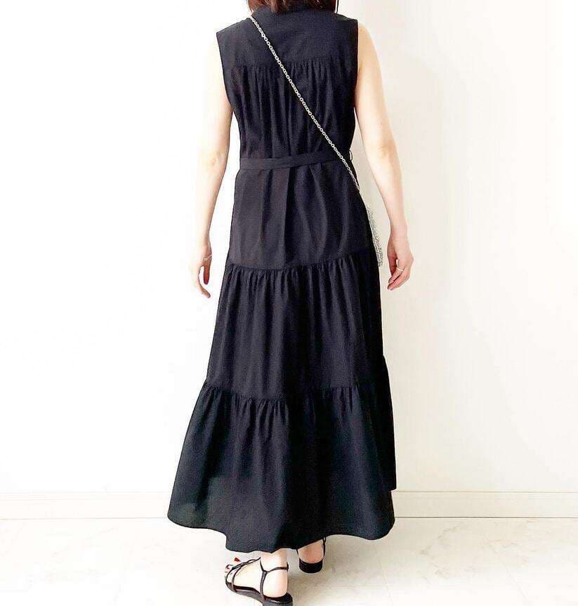 50代ファッション 大人の上品さ漂う マキシティアードワンピース