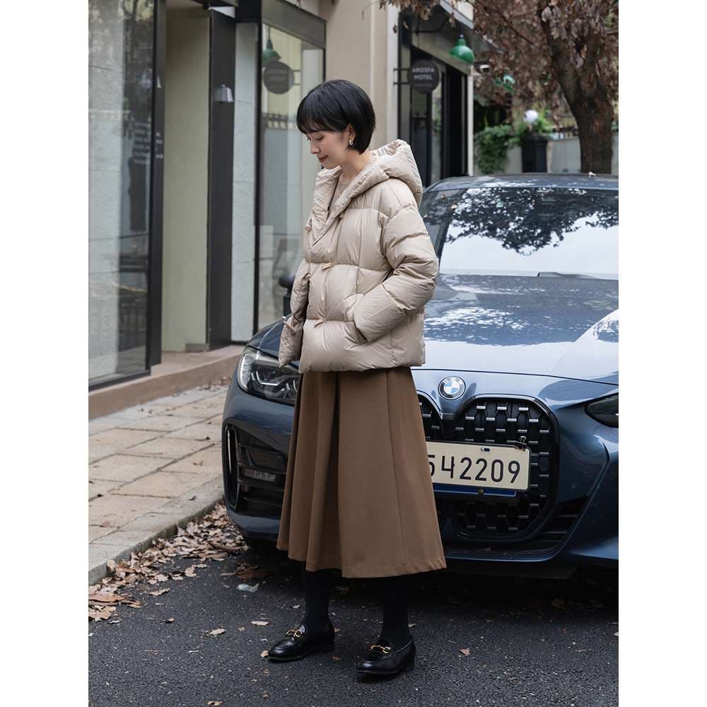 50代ファッション 中綿入りショートダウンジャケット