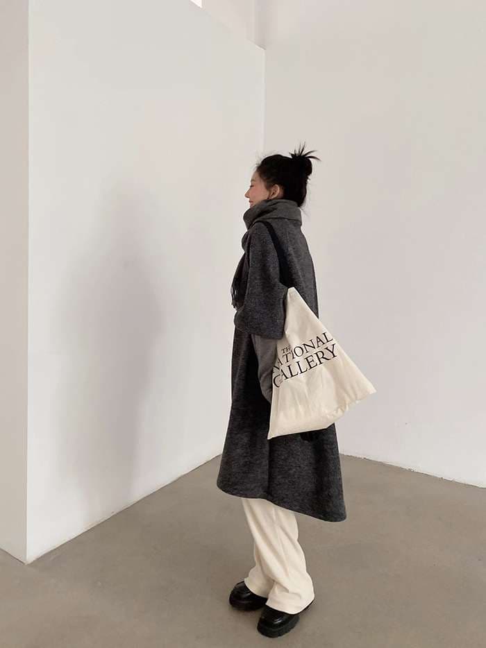 50代ファッション ふんわり袖のロングワンピース