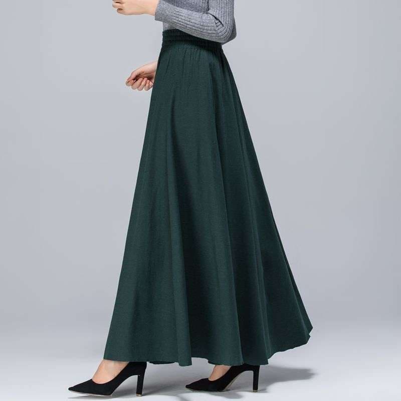 50代ファッション 大人の上品ロングフレアスカート