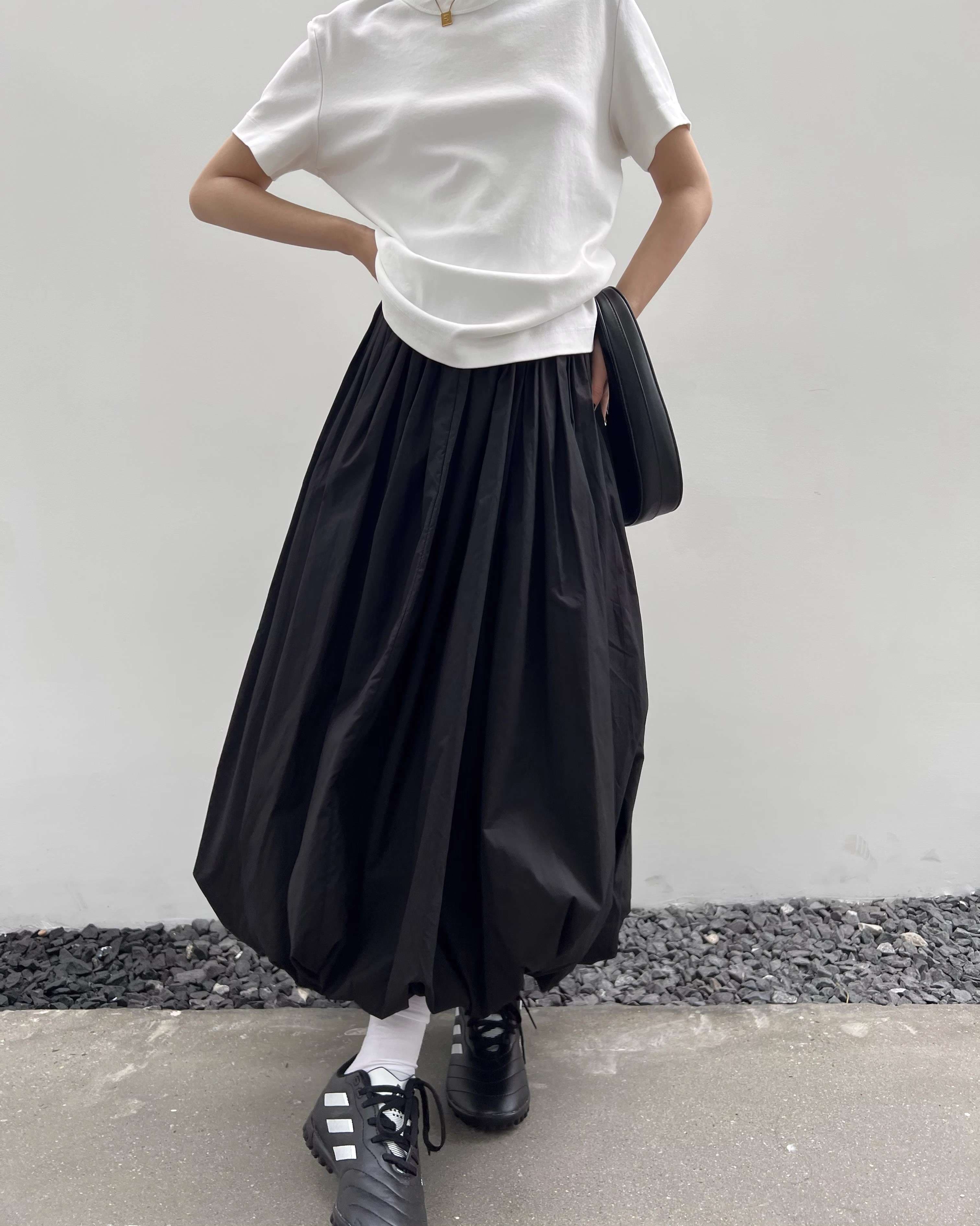 50代ファッション ゆったりロングバルーンスカート