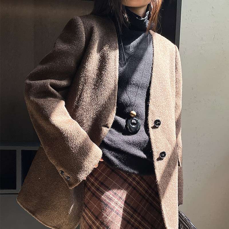 50代ファッション ウール混紡ロングコート