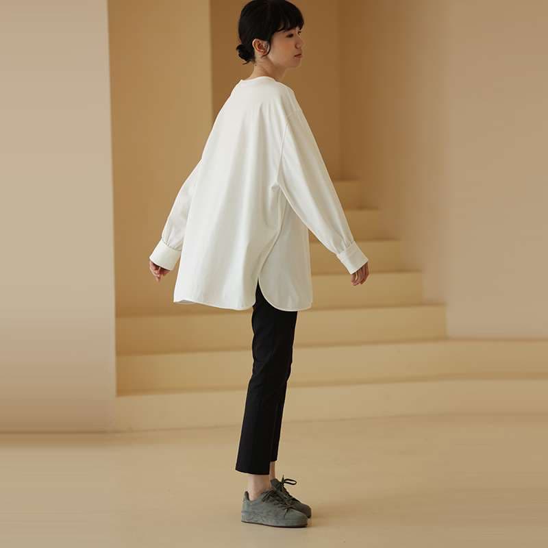 50代ファッション ゆったりラグランスリーブカットソー