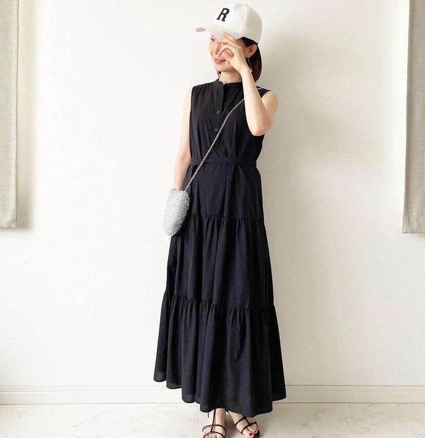 50代ファッション 大人の上品さ漂う マキシティアードワンピース