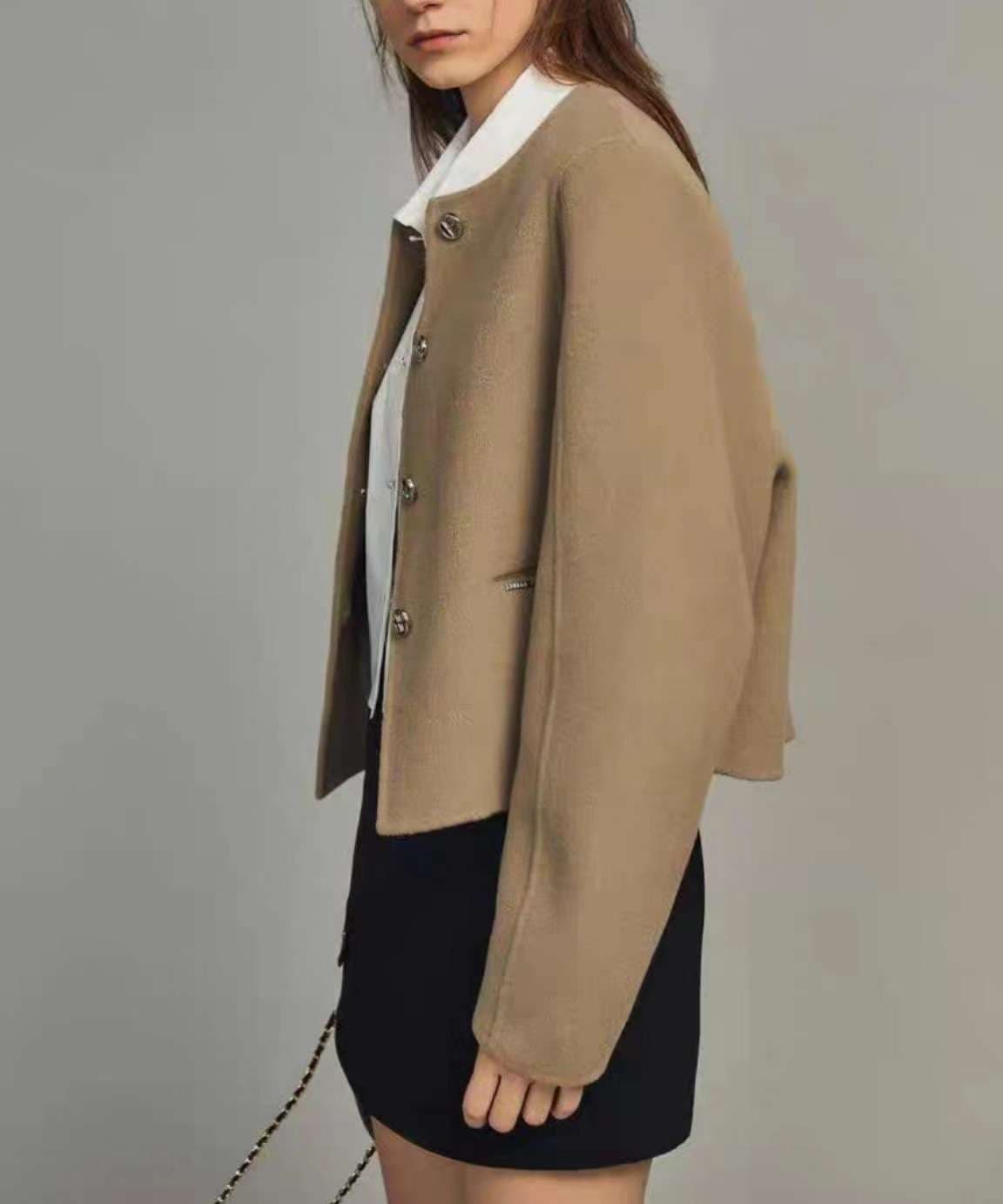 50代ファッション ゆったりボックスシルエットジャケット