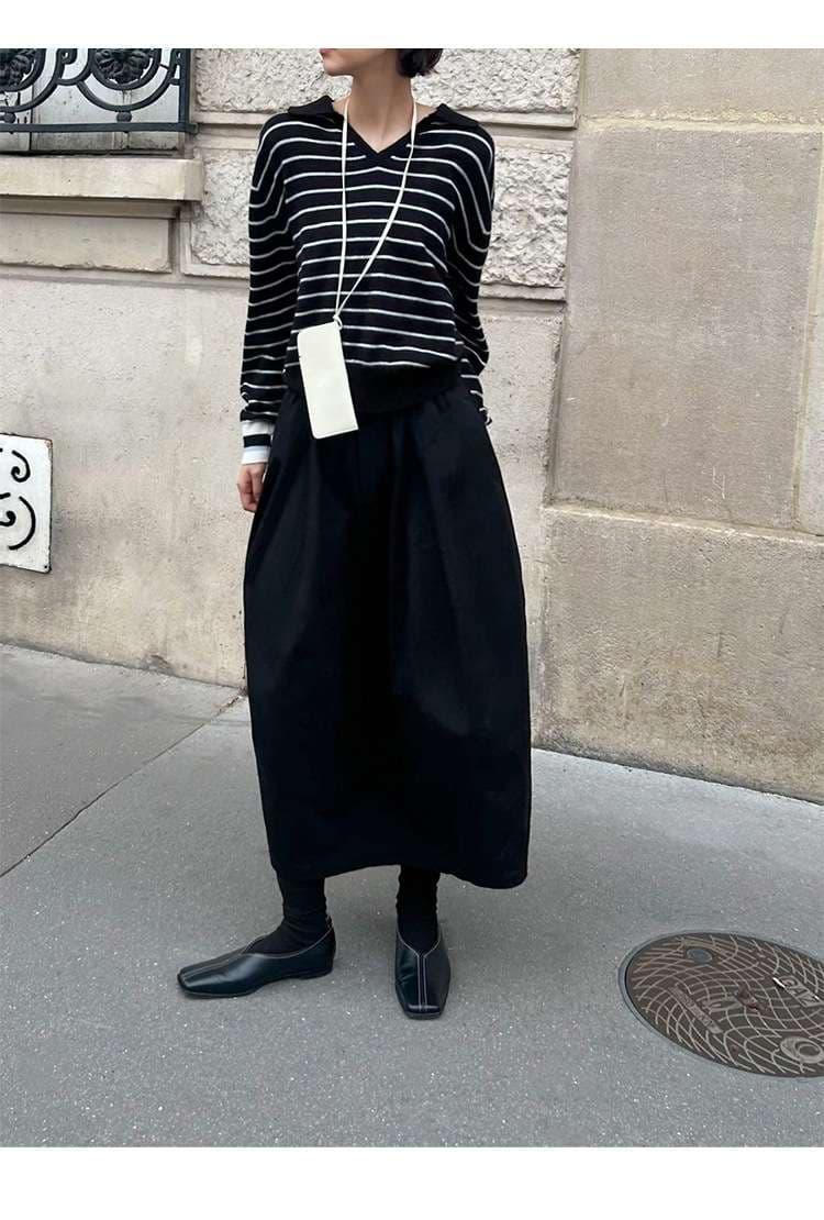 50代ファッション ゆったりロングスカート