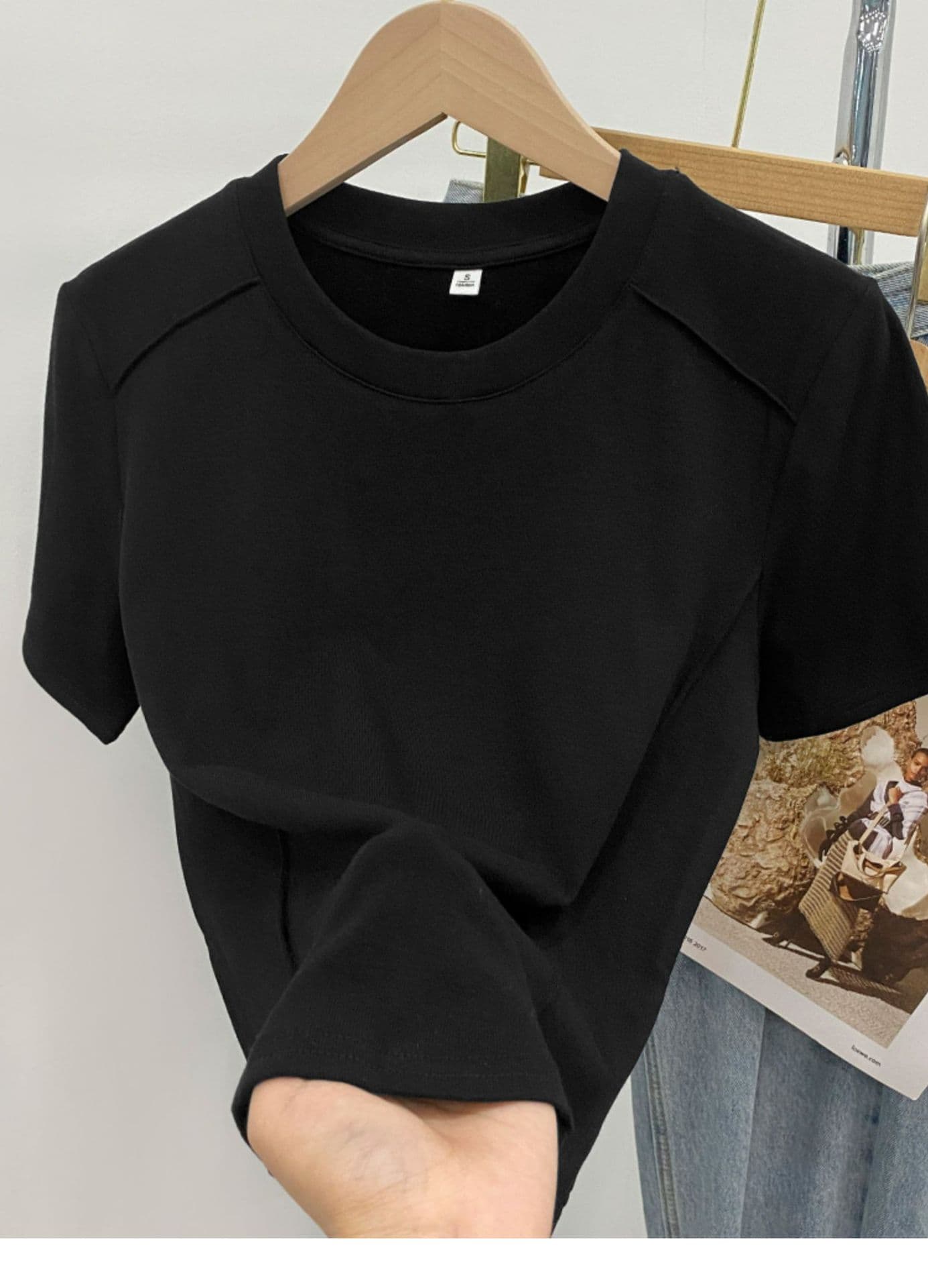 50代ファッション カットソー 立体縫製デザイン 上質クルーネックカットソー