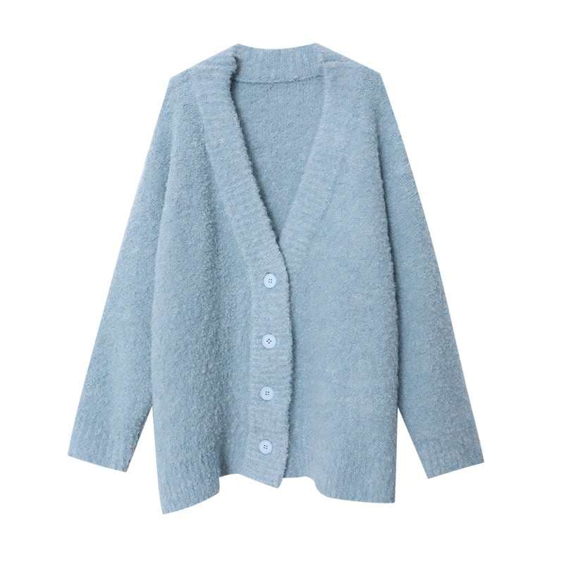 50代ファッション ふわもこゆったりカーディガン
