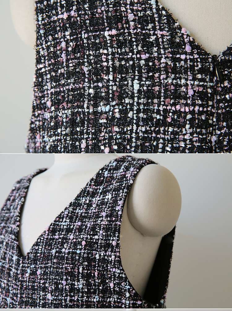 50代ファッション ツイード風ロングジャンパースカート