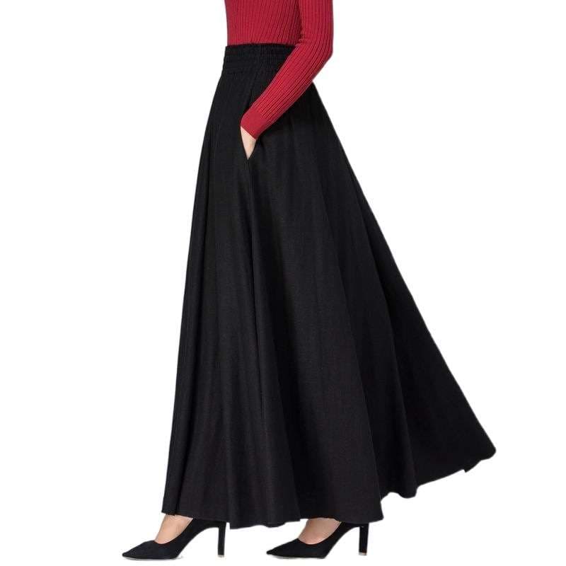 50代ファッション 大人の上品ロングフレアスカート