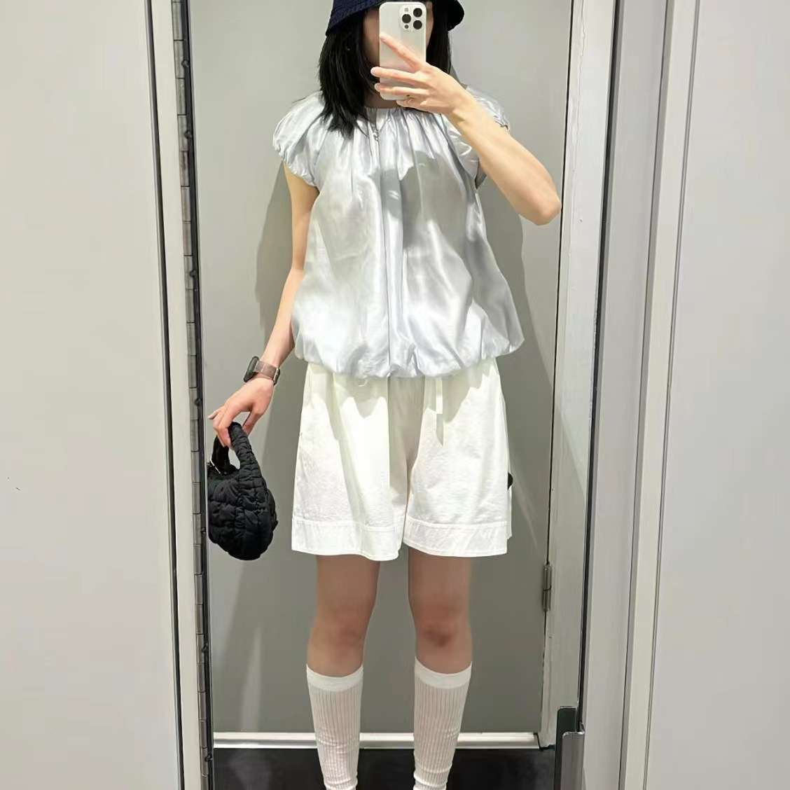 50代ファッション フレンチスリーブブラウス