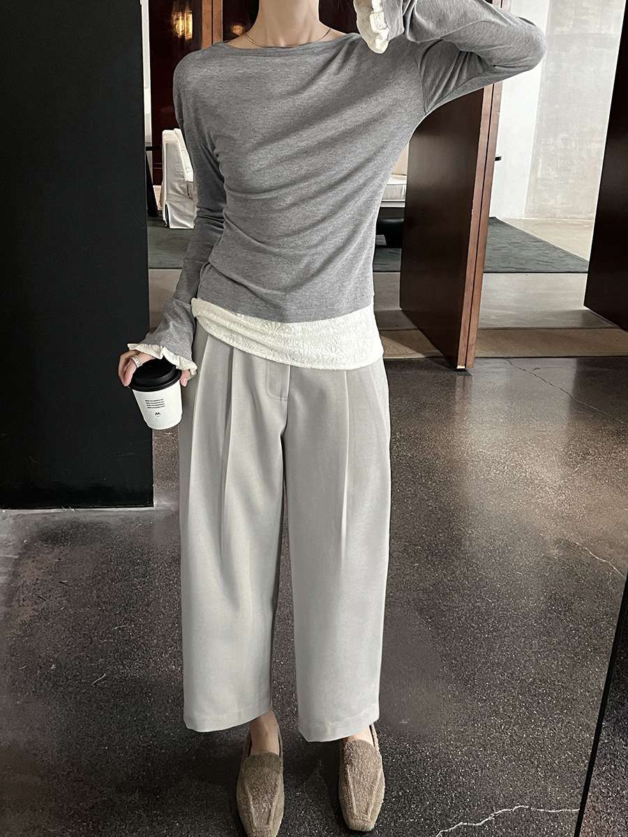 50代ファッション ゆったりワイドパンツ
