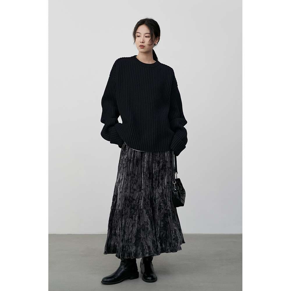 50代ファッション ゴージャスプリーツロングスカート