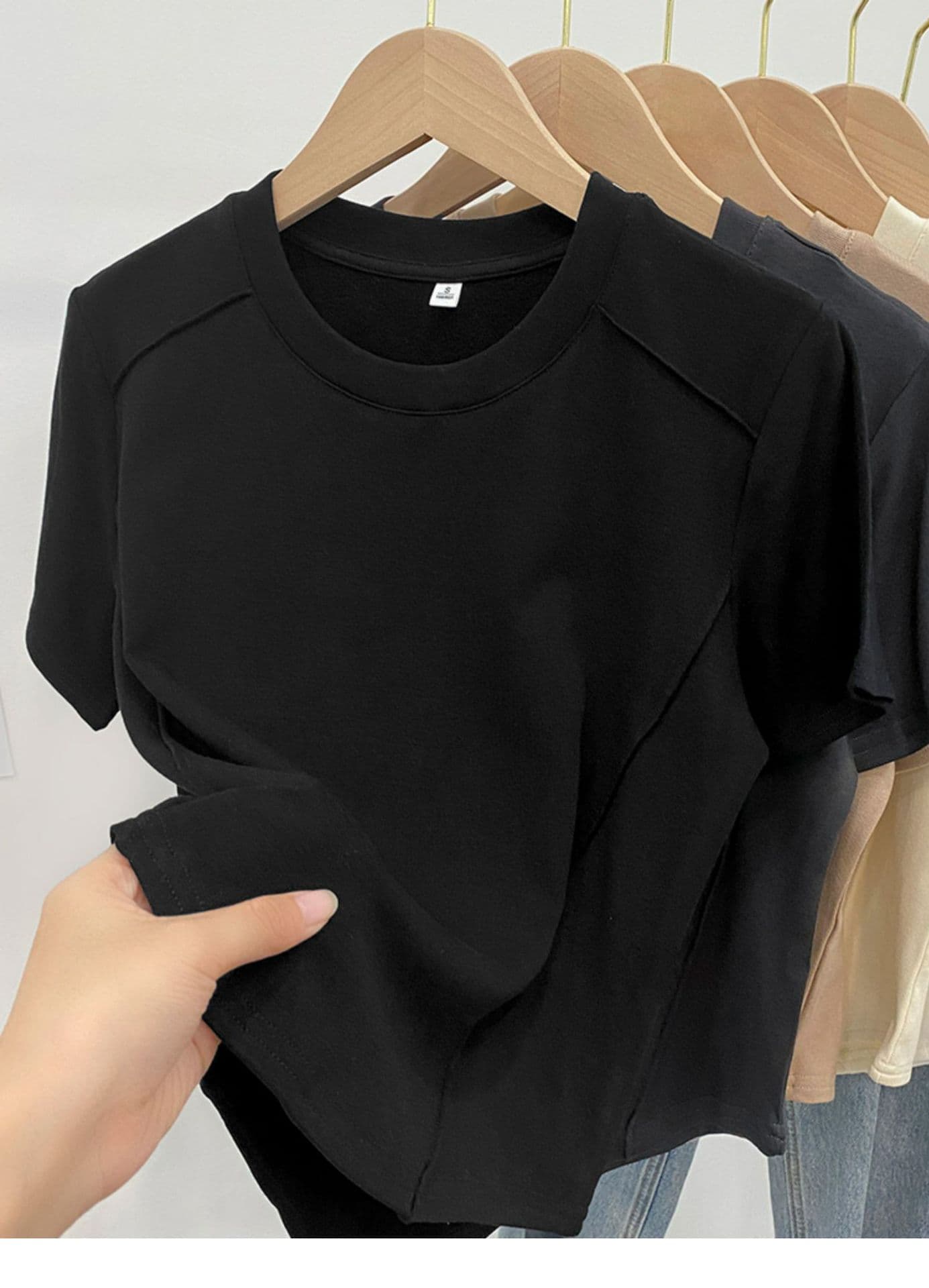 50代ファッション カットソー 立体縫製デザイン 上質クルーネックカットソー