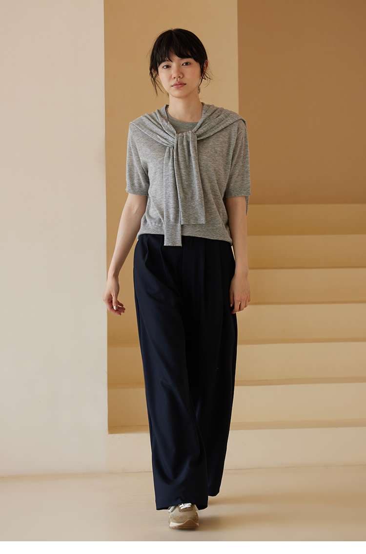 50代ファッション ゆったりワイドパンツ