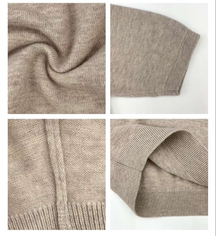 50代ファッション 上品な重ね着風タートルネックセーター